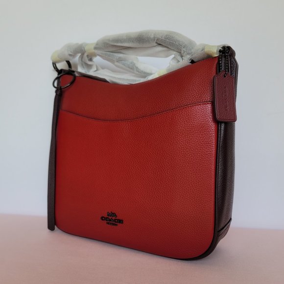 COACH Chaise Colorblocked Pebbled Leather Crossbody- Brick Red Multi-color ⭐ - Picture 3 of 16